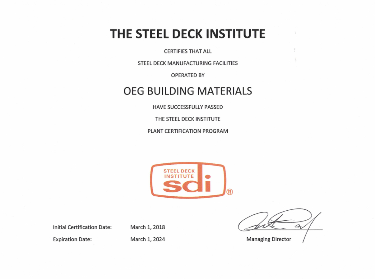 SDI Certificate